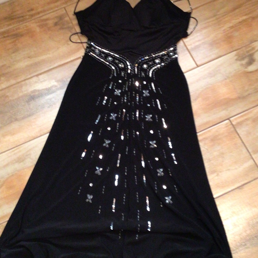 Hailey Logan by Adrianna PapelBlack Embellished Evening Dress with Sequin Detail